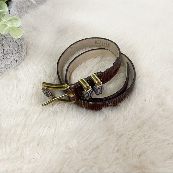[Brighton] Brown Leather Gold Hardware Westen Boho Belt - Picture 1 of 4